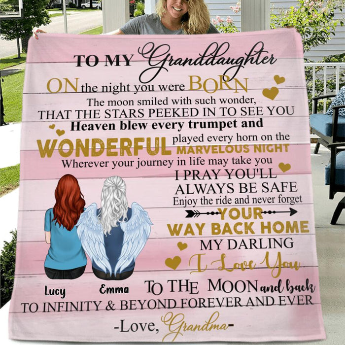 Custom Personalized To My Granddaughter Quilt/Single Layer Fleece Blanket - Gift Idea For Granddaughter - On The Night You Were Born