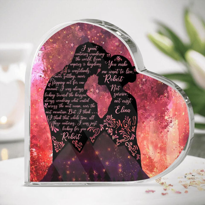 Custom Personalized Couple Crystal Heart - Custom Husband/ Wife Name - Gift Idea For Couple - You Make Me Want To Live