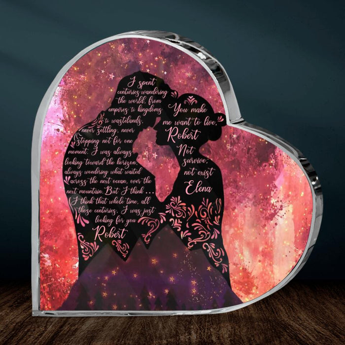 Custom Personalized Couple Crystal Heart - Custom Husband/ Wife Name - Gift Idea For Couple - You Make Me Want To Live