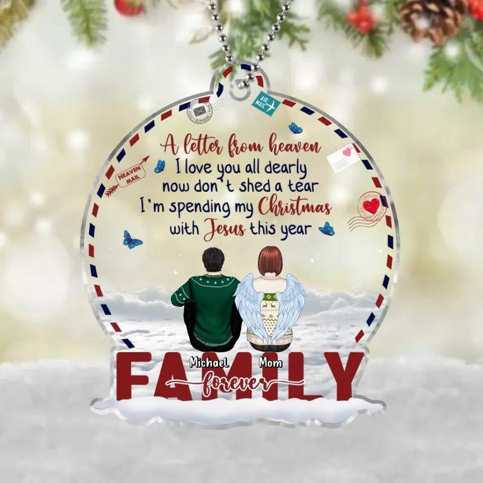 Custom Personalized Memorial Family Acrylic Ornament - Upto 5 People - Memorial Gift For Family Members - A Letter From Heaven