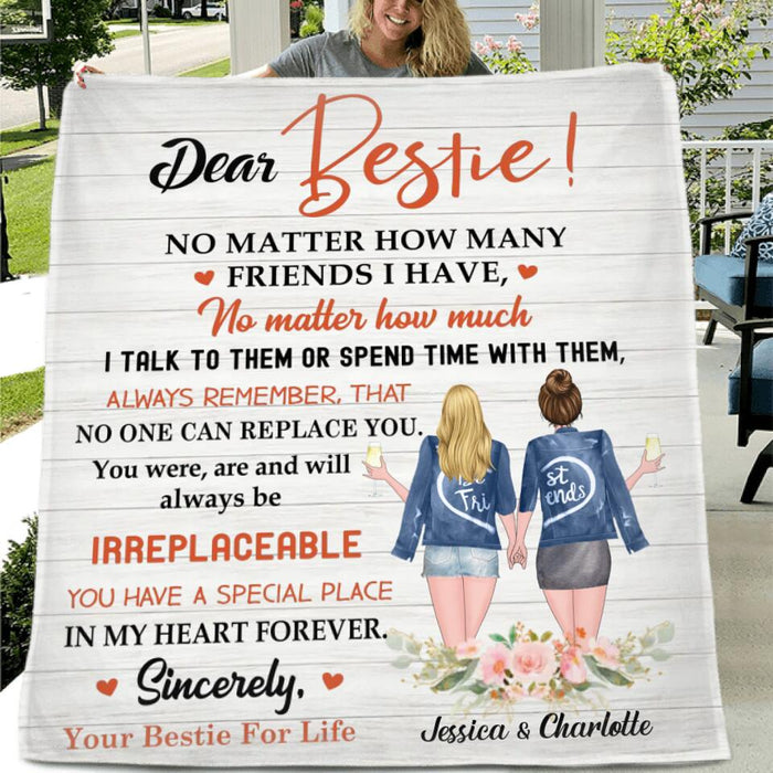 Custom Personalized Dear Bestie Quilt/Single Layer Fleece Blanket - Gift Idea For Friend/Bestie - You Have A Special Place In My Heart Forever