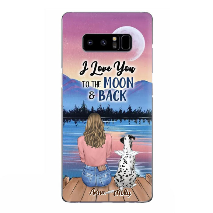 Custom Personalized Memorial Pet Phone Case - Upto 4 Pets - Gift For Dog/Cat Lover - I Love You To The Moon & Back - Case For iPhone And Samsung