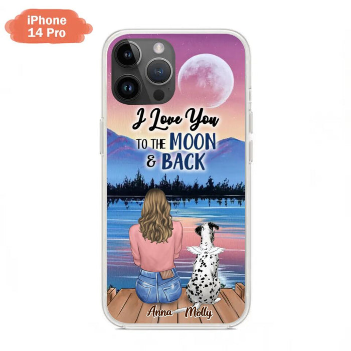 Custom Personalized Memorial Pet Phone Case - Upto 4 Pets - Gift For Dog/Cat Lover - I Love You To The Moon & Back - Case For iPhone And Samsung