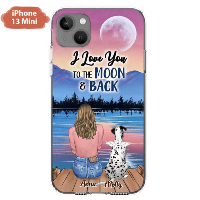 Custom Personalized Memorial Pet Phone Case - Upto 4 Pets - Gift For Dog/Cat Lover - I Love You To The Moon & Back - Case For iPhone And Samsung