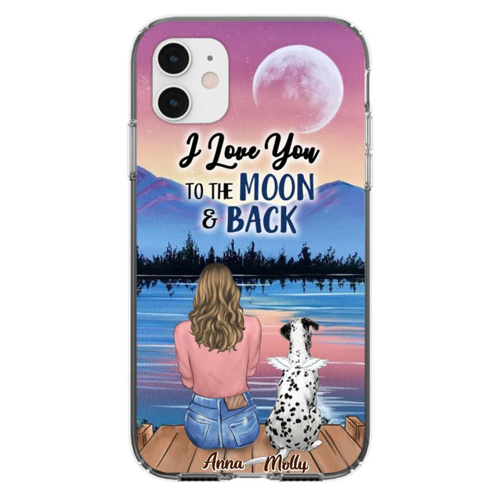 Custom Personalized Memorial Pet Phone Case - Upto 4 Pets - Gift For Dog/Cat Lover - I Love You To The Moon & Back - Case For iPhone And Samsung