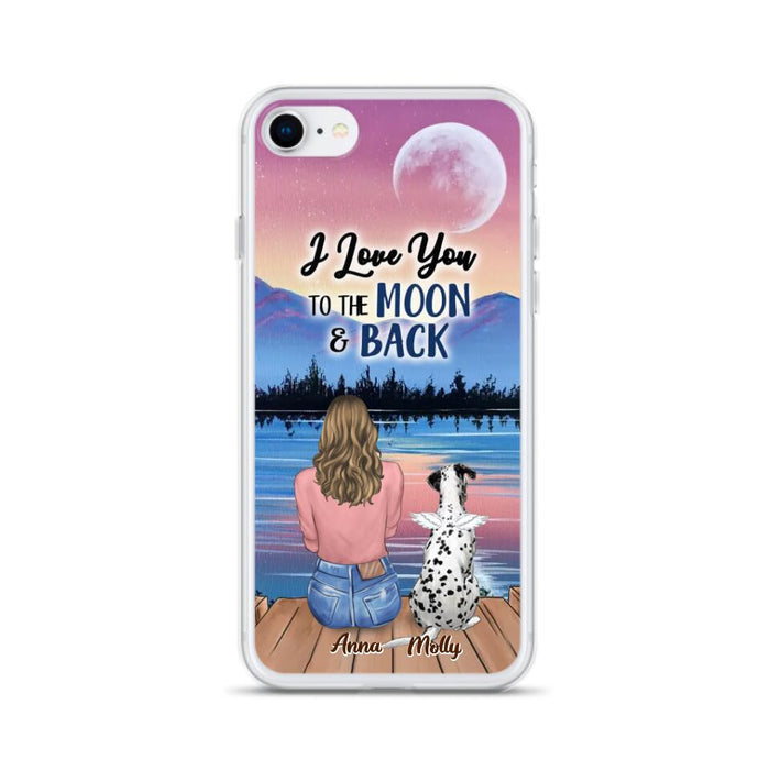 Custom Personalized Memorial Pet Phone Case - Upto 4 Pets - Gift For Dog/Cat Lover - I Love You To The Moon & Back - Case For iPhone And Samsung