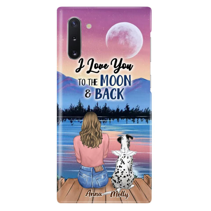 Custom Personalized Memorial Pet Phone Case - Upto 4 Pets - Gift For Dog/Cat Lover - I Love You To The Moon & Back - Case For iPhone And Samsung