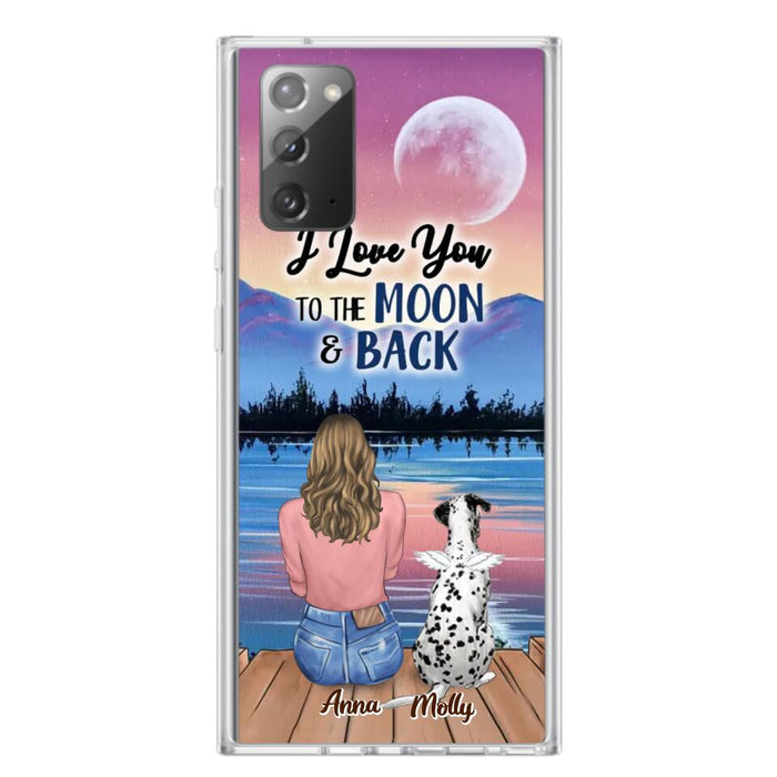 Custom Personalized Memorial Pet Phone Case - Upto 4 Pets - Gift For Dog/Cat Lover - I Love You To The Moon & Back - Case For iPhone And Samsung