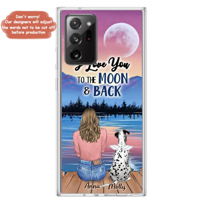 Custom Personalized Memorial Pet Phone Case - Upto 4 Pets - Gift For Dog/Cat Lover - I Love You To The Moon & Back - Case For iPhone And Samsung