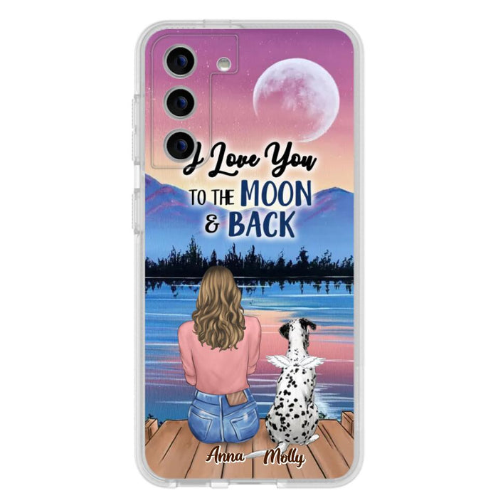 Custom Personalized Memorial Pet Phone Case - Upto 4 Pets - Gift For Dog/Cat Lover - I Love You To The Moon & Back - Case For iPhone And Samsung