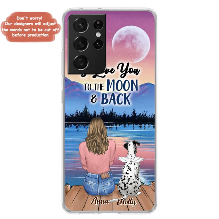 Custom Personalized Memorial Pet Phone Case - Upto 4 Pets - Gift For Dog/Cat Lover - I Love You To The Moon & Back - Case For iPhone And Samsung