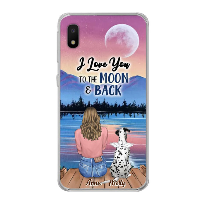 Custom Personalized Memorial Pet Phone Case - Upto 4 Pets - Gift For Dog/Cat Lover - I Love You To The Moon & Back - Case For iPhone And Samsung