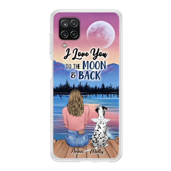 Custom Personalized Memorial Pet Phone Case - Upto 4 Pets - Gift For Dog/Cat Lover - I Love You To The Moon & Back - Case For iPhone And Samsung