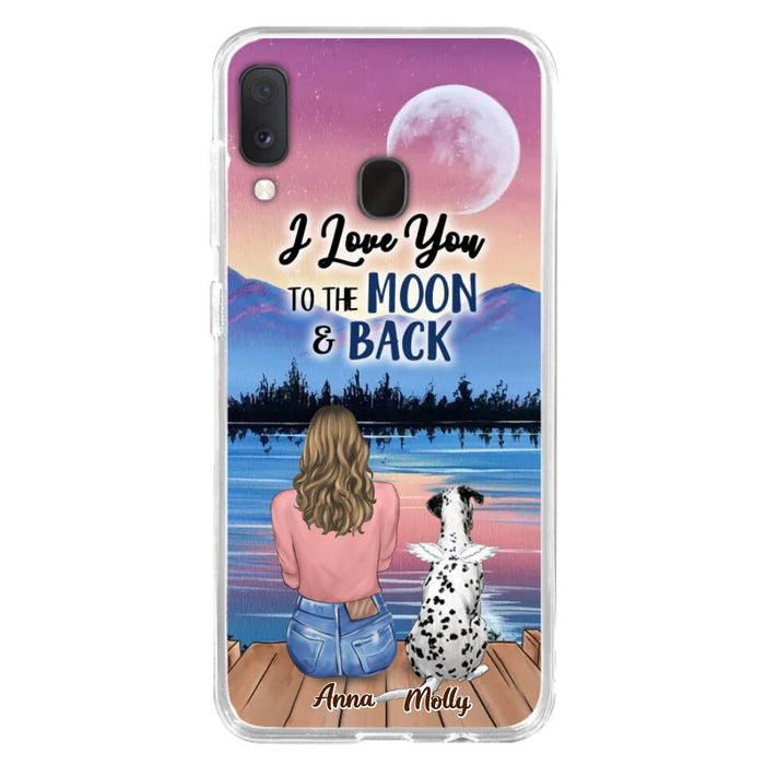 Custom Personalized Memorial Pet Phone Case - Upto 4 Pets - Gift For Dog/Cat Lover - I Love You To The Moon & Back - Case For iPhone And Samsung