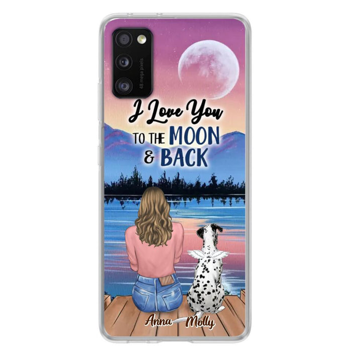 Custom Personalized Memorial Pet Phone Case - Upto 4 Pets - Gift For Dog/Cat Lover - I Love You To The Moon & Back - Case For iPhone And Samsung