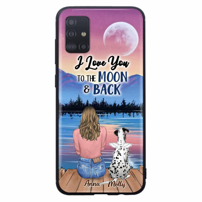 Custom Personalized Memorial Pet Phone Case - Upto 4 Pets - Gift For Dog/Cat Lover - I Love You To The Moon & Back - Case For iPhone And Samsung