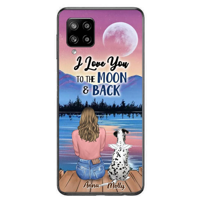 Custom Personalized Memorial Pet Phone Case - Upto 4 Pets - Gift For Dog/Cat Lover - I Love You To The Moon & Back - Case For iPhone And Samsung