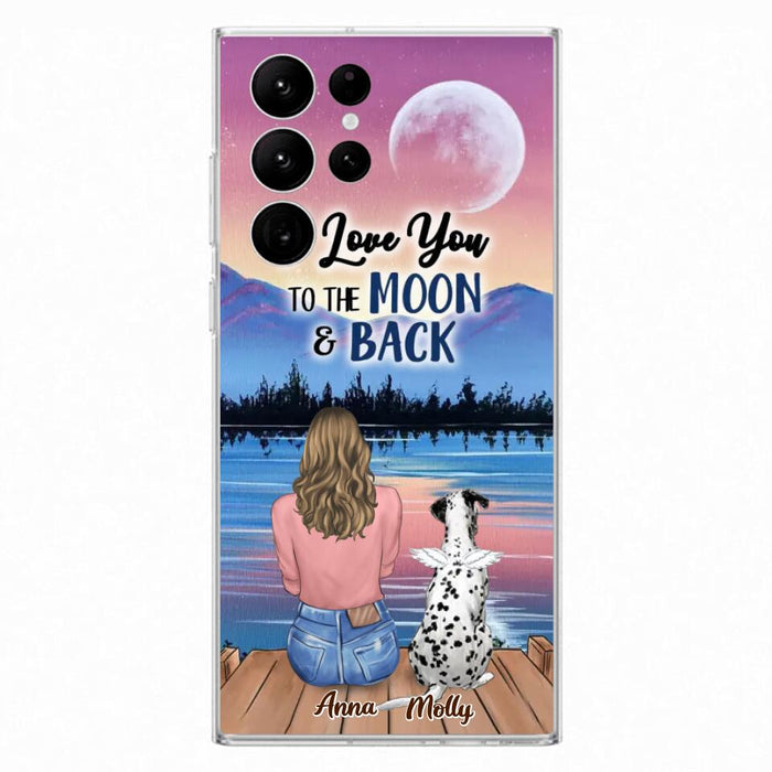 Custom Personalized Memorial Pet Phone Case - Upto 4 Pets - Gift For Dog/Cat Lover - I Love You To The Moon & Back - Case For iPhone And Samsung