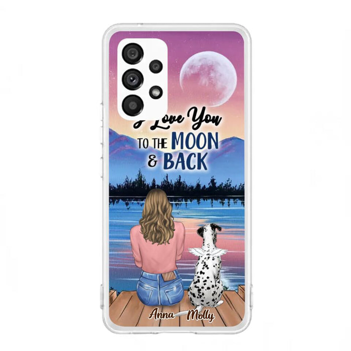 Custom Personalized Memorial Pet Phone Case - Upto 4 Pets - Gift For Dog/Cat Lover - I Love You To The Moon & Back - Case For iPhone And Samsung