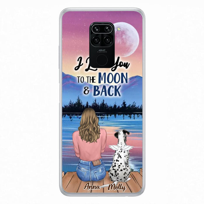 Custom Personalized Memorial Pet Phone Case - Upto 4 Pets - Gift For Dog/Cat Lover - I Love You To The Moon & Back - Case For Xiaomi, Oppo And Huawei