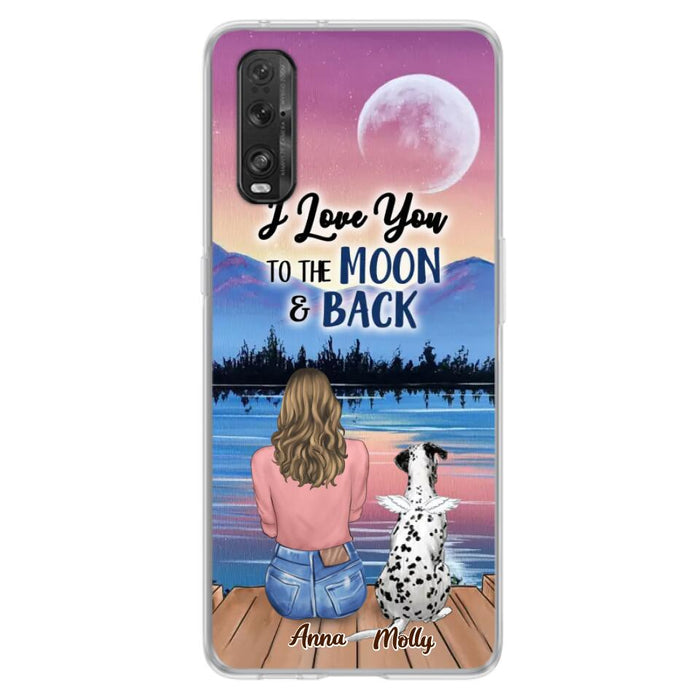 Custom Personalized Memorial Pet Phone Case - Upto 4 Pets - Gift For Dog/Cat Lover - I Love You To The Moon & Back - Case For Xiaomi, Oppo And Huawei