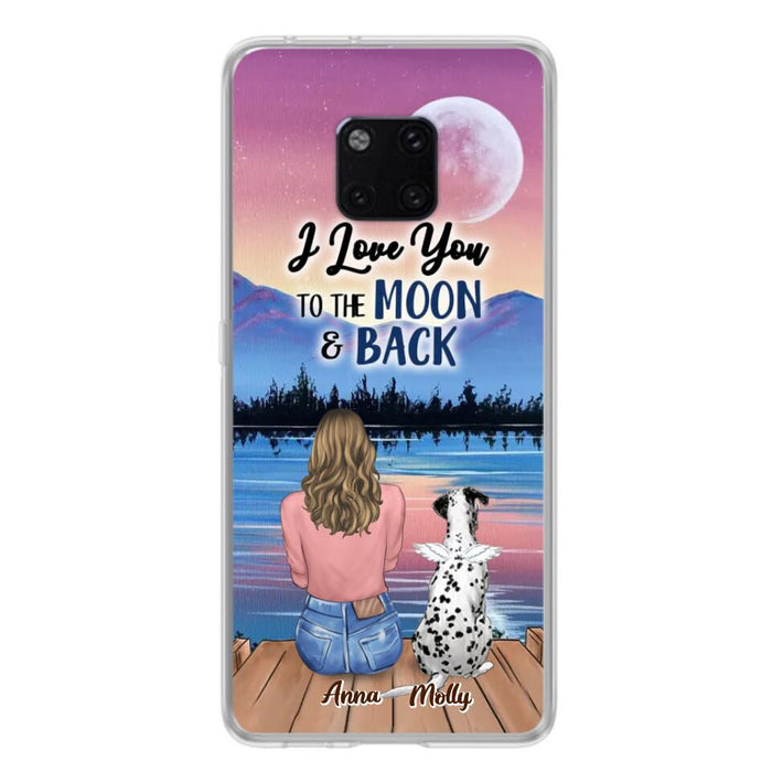 Custom Personalized Memorial Pet Phone Case - Upto 4 Pets - Gift For Dog/Cat Lover - I Love You To The Moon & Back - Case For Xiaomi, Oppo And Huawei