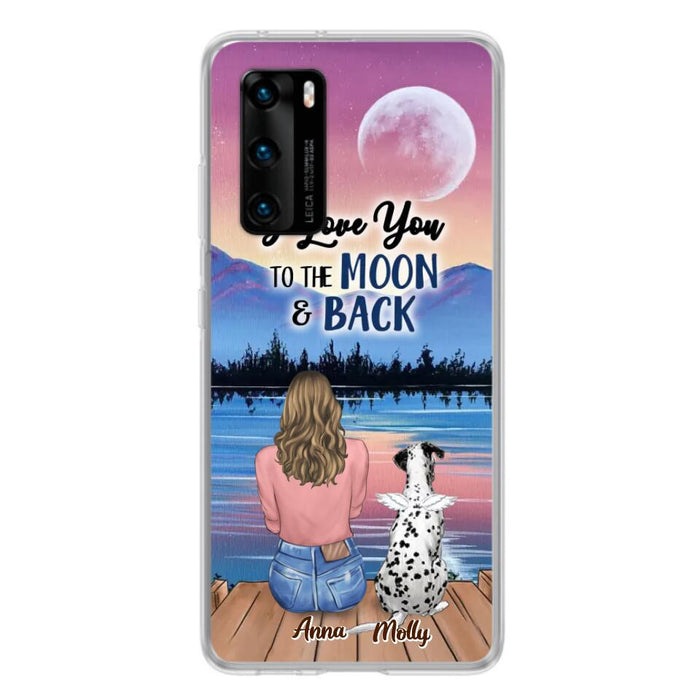 Custom Personalized Memorial Pet Phone Case - Upto 4 Pets - Gift For Dog/Cat Lover - I Love You To The Moon & Back - Case For Xiaomi, Oppo And Huawei