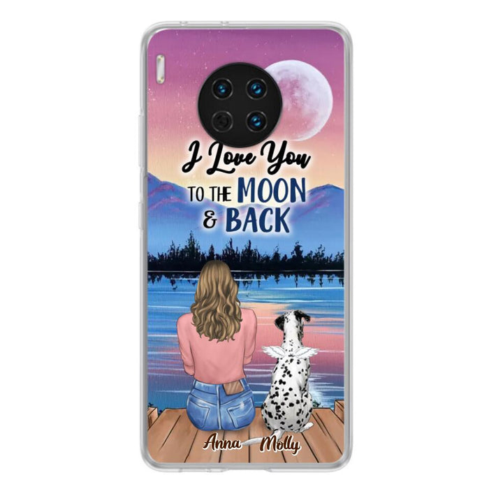 Custom Personalized Memorial Pet Phone Case - Upto 4 Pets - Gift For Dog/Cat Lover - I Love You To The Moon & Back - Case For Xiaomi, Oppo And Huawei