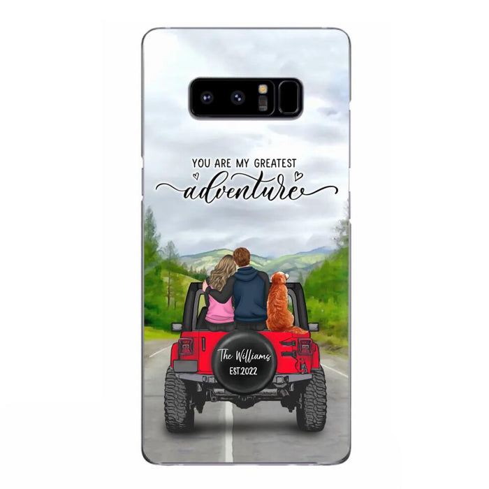 Custom Personalized Off-Road Couple Phone Case - Couple With Upto 4 Dogs- Gift Idea For Couple/ Dog Lover - You Are My Greatest Adventure - Case For iPhone And Samsung