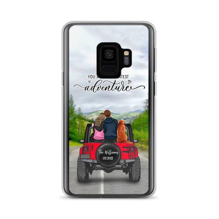 Custom Personalized Off-Road Couple Phone Case - Couple With Upto 4 Dogs- Gift Idea For Couple/ Dog Lover - You Are My Greatest Adventure - Case For iPhone And Samsung