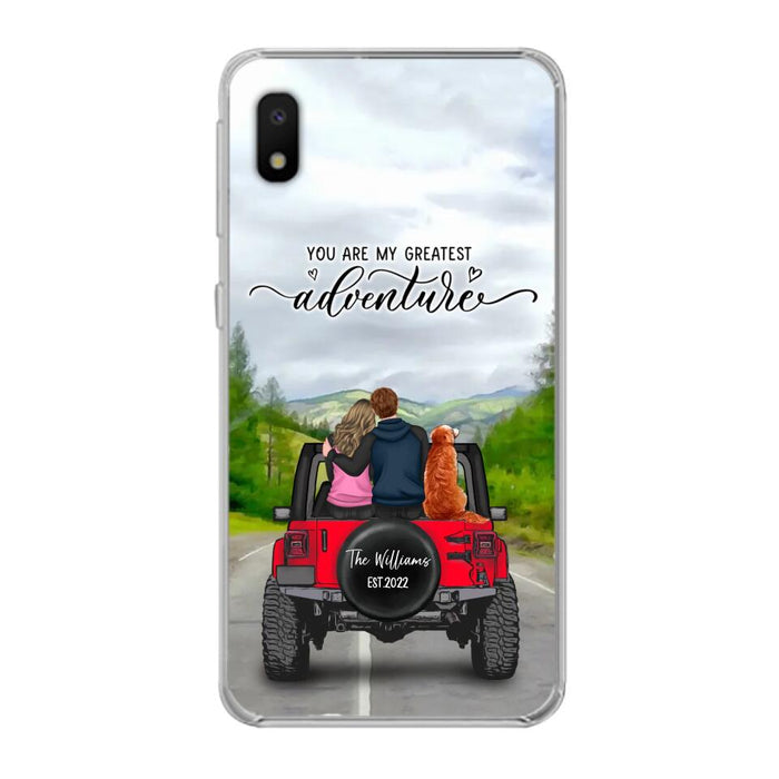 Custom Personalized Off-Road Couple Phone Case - Couple With Upto 4 Dogs- Gift Idea For Couple/ Dog Lover - You Are My Greatest Adventure - Case For iPhone And Samsung