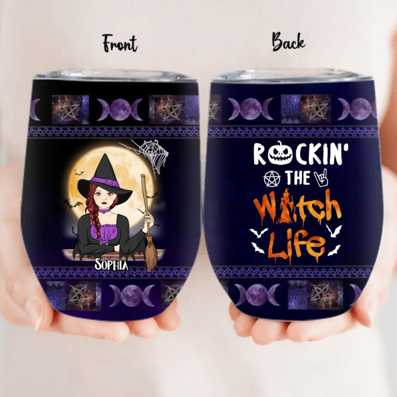 Personalized Witch Wine Tumbler - Halloween Gift Idea - Rockin' The Witch Life