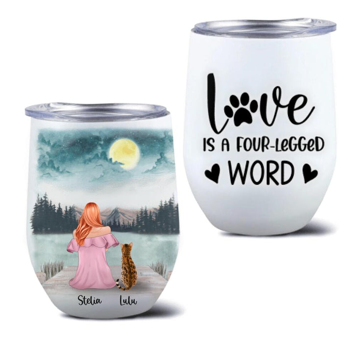 Custom Personalized Pet Mom Wine Tumbler - Mom With Upto 4 Pets - Best Gift For Cat/ Dog Lover - FD19NO