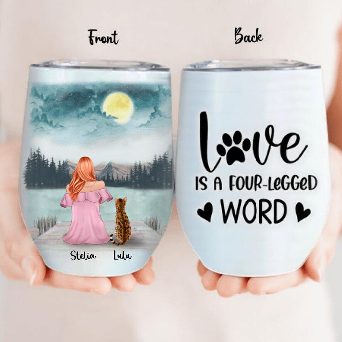 Custom Personalized Pet Mom Wine Tumbler - Mom With Upto 4 Pets - Best Gift For Cat/ Dog Lover - FD19NO