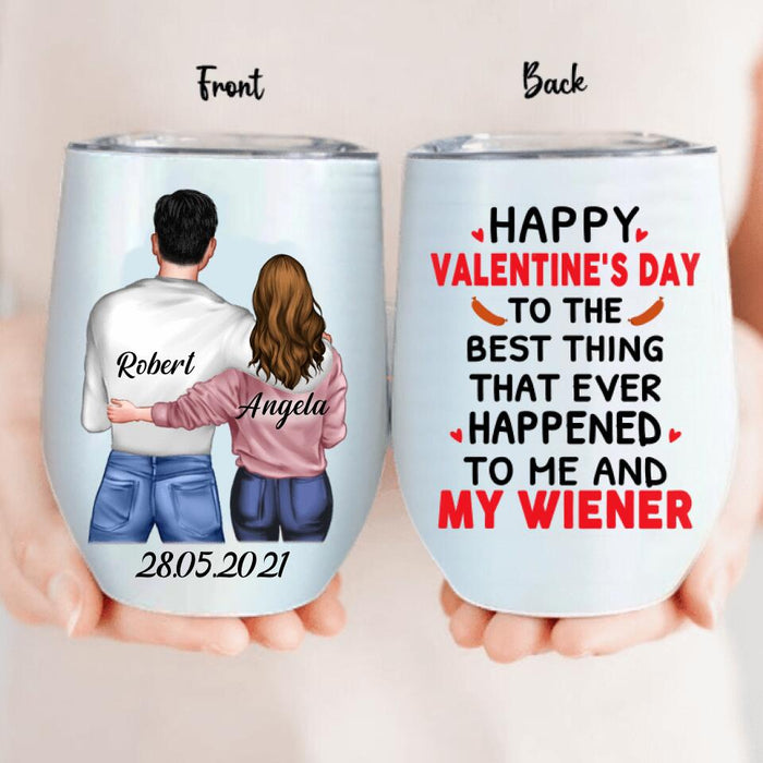 Personalized Couple Wine Tumbler, Gifts for Couple Valentines Day - Happy Valentine's