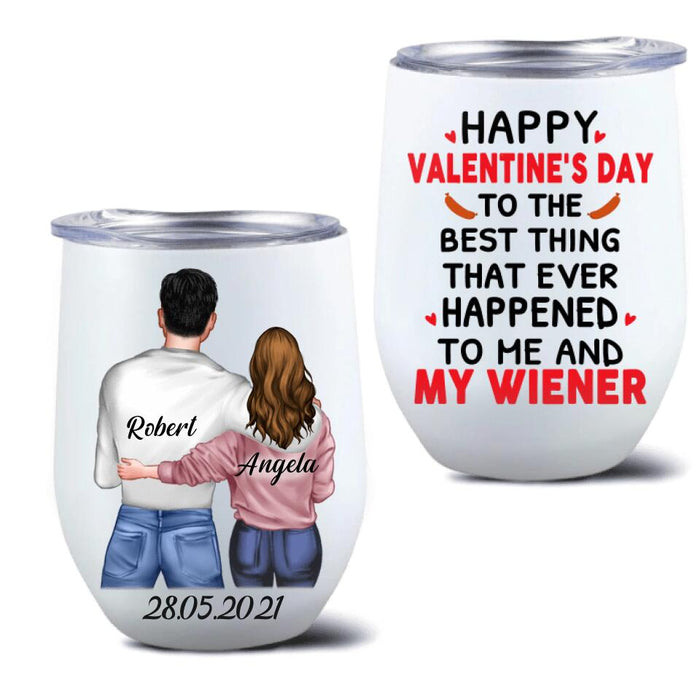 Personalized Couple Wine Tumbler, Gifts for Couple Valentines Day - Happy Valentine's