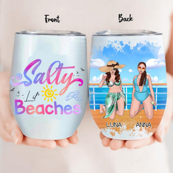 Custom Personalized Cruising Friends Wine Tumbler - Upto 4 People - Gift Idea For Friends - Salty Lil' Beaches