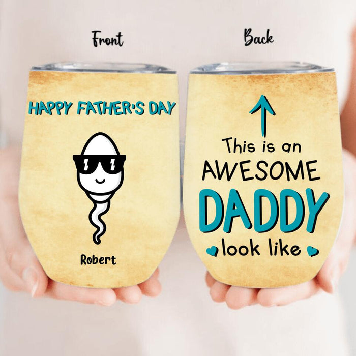 Custom Personalized Happy Father's Day Wine Tumbler - Upto 7 Kids - Father's Day Gift Idea