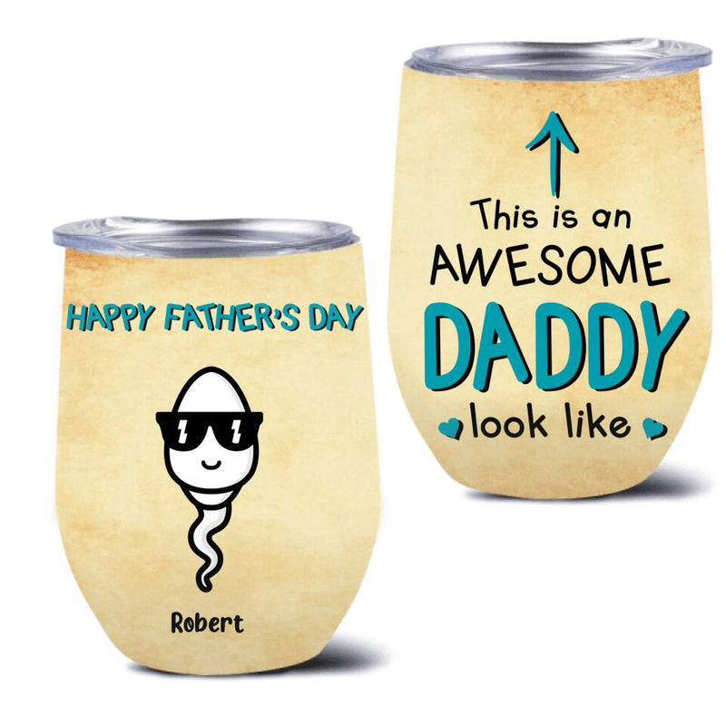 Personalized Happy Father's Day Wine Tumbler - Up to 7 Kids - Father's Day Gift Idea