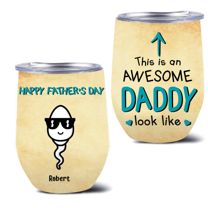 Custom Personalized Happy Father's Day Wine Tumbler - Upto 7 Kids - Father's Day Gift Idea