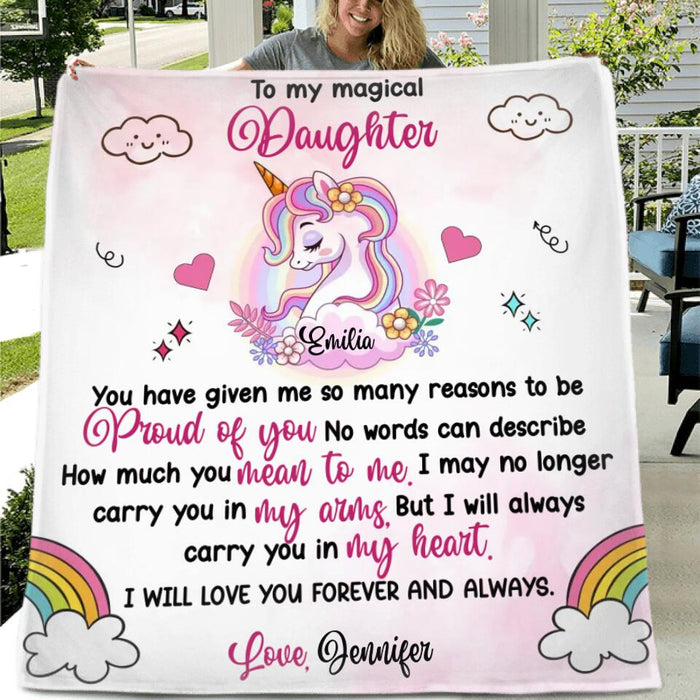 Custom Personalized Magical Daughter Single Layer Fleece/ Quilt/ Pillow Cover - Gift Idea For Daughter - I Will Live You Forever And Always