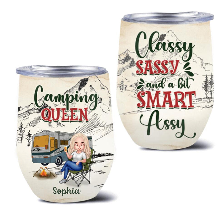 Personalized Camping Queen Wine Tumbler - Gift Idea For Camping Lovers - Camping Queen Classy Sassy And A Bit Smart Assy