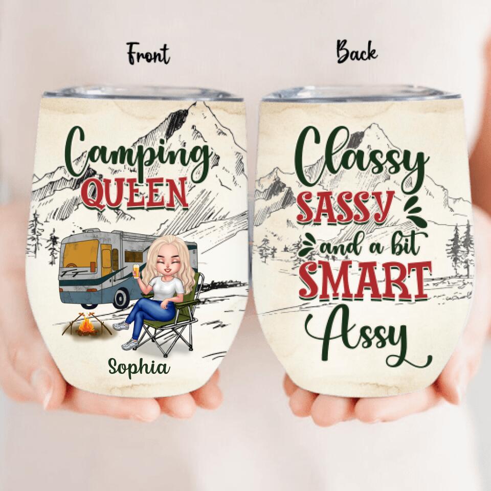 Camping Queen - Personalized Tumbler Cup - Birthday Gift For Her, Camping Lovers, Wanderlust