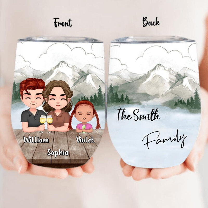 Personalized Family Wine Tumbler - Up to 4 Adults And 2 Kids - Gift Idea for Father's Day/Mother's Day/Family
