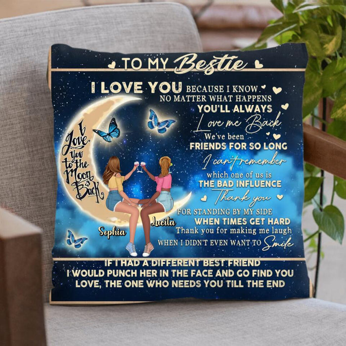 Custom Personalized Besties Quilt/Single Layer Fleece Blanket/Pillow Cover - Gift Idea For Best Friends/Besties - To My Bestie