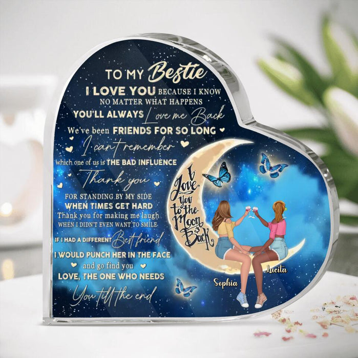 Custom Personalized Besties Crystal Heart - Gift Idea For Best Friends/Besties - To My Bestie I Love You