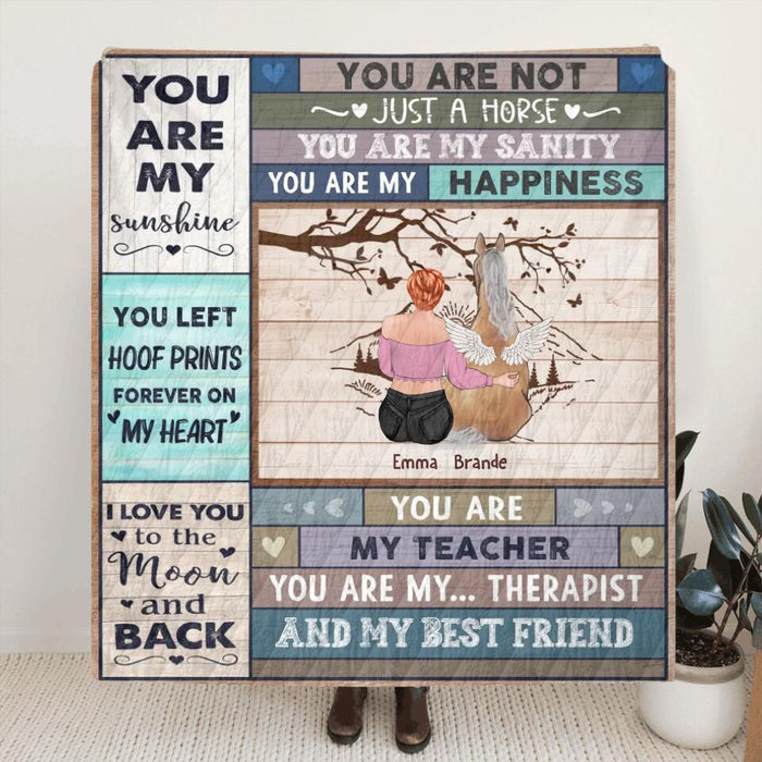 Custom Personalized Horse Mom/Dad Quilt/Single Layer Fleece Blanket - Gift Idea For Horse Lovers - Upto 4 Horses - You Are Not Just Horses