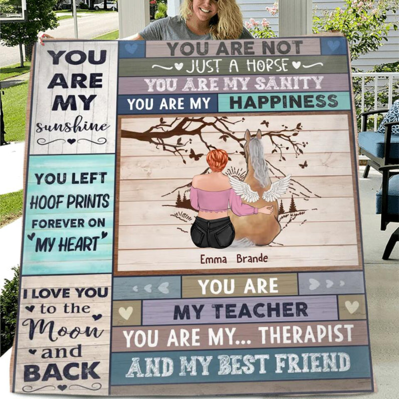 Personalized Horse Mom/Dad Quilt/Fleece Throw Blanket - Gift Idea For Horse Lovers - Up to 4 Horses - You Are Not Just Horses