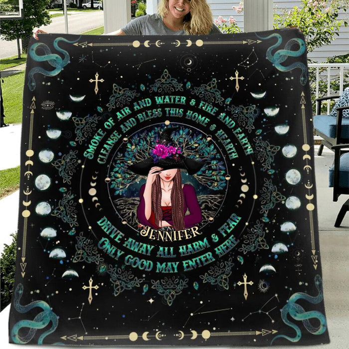 Custom Personalized Wicca Single Layer Fleece/ Quilt - Gift Idea For Halloween, Witch, Wicca Decor, Pagan Decor - Only Good May Enter Here