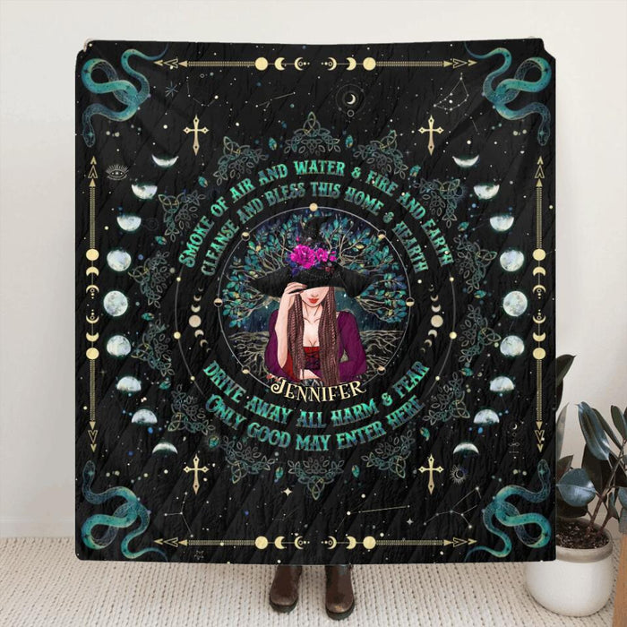 Custom Personalized Wicca Single Layer Fleece/ Quilt - Gift Idea For Halloween, Witch, Wicca Decor, Pagan Decor - Only Good May Enter Here